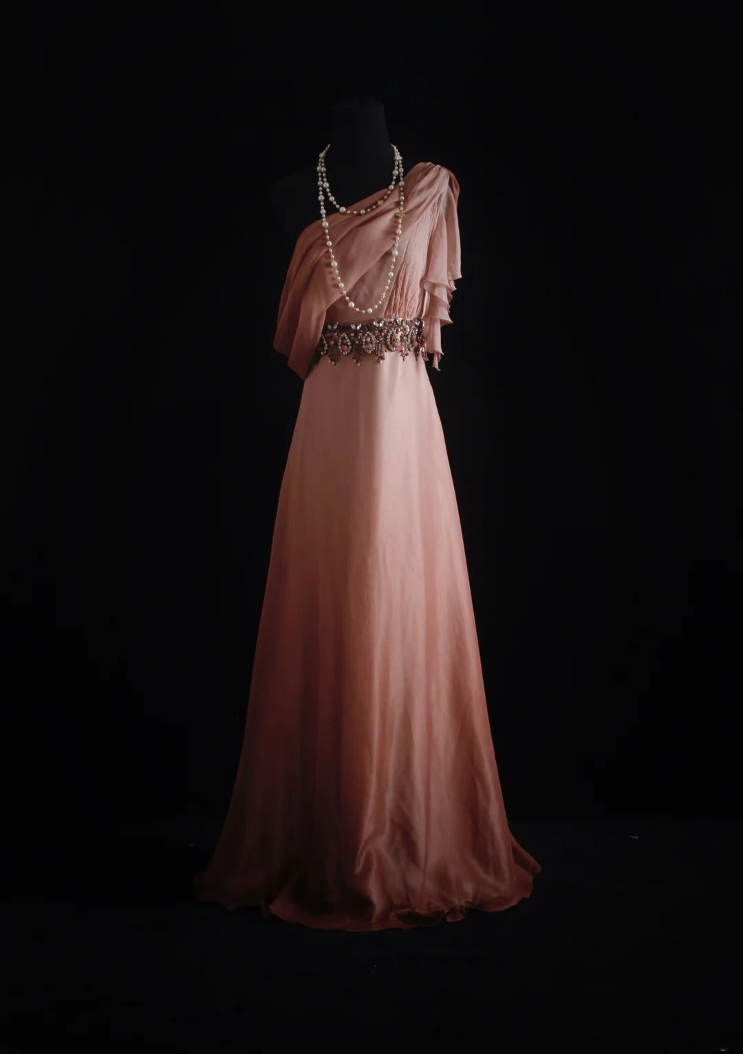 Vintage Prom Dresses 90s Formal A line One Shoulder Pink Chiffon Long Party Gowns Prom Dresses AS017