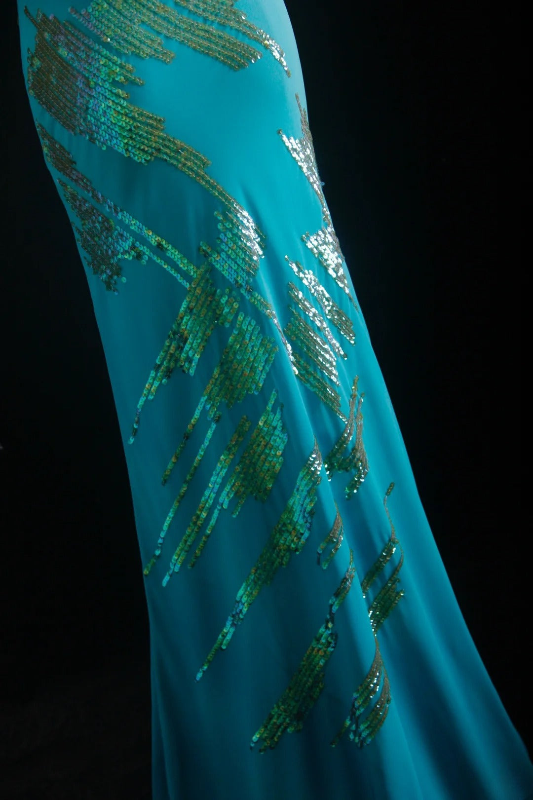Vintage Prom Dresses 90s Formal Mermaid V Neck Blue Chiffon With Beadings Long Party Gowns Prom Dresses AS027