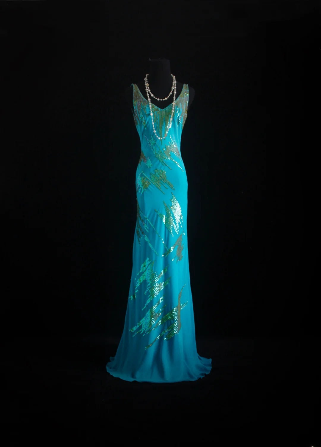 Vintage Prom Dresses 90s Formal Mermaid V Neck Blue Chiffon With Beadings Long Party Gowns Prom Dresses AS027
