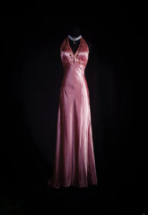 Vintage 90s Prom Dresses Women A line Halter Pink Silk Satin With Beaded Formal Dance Evening Party Gowns AS035