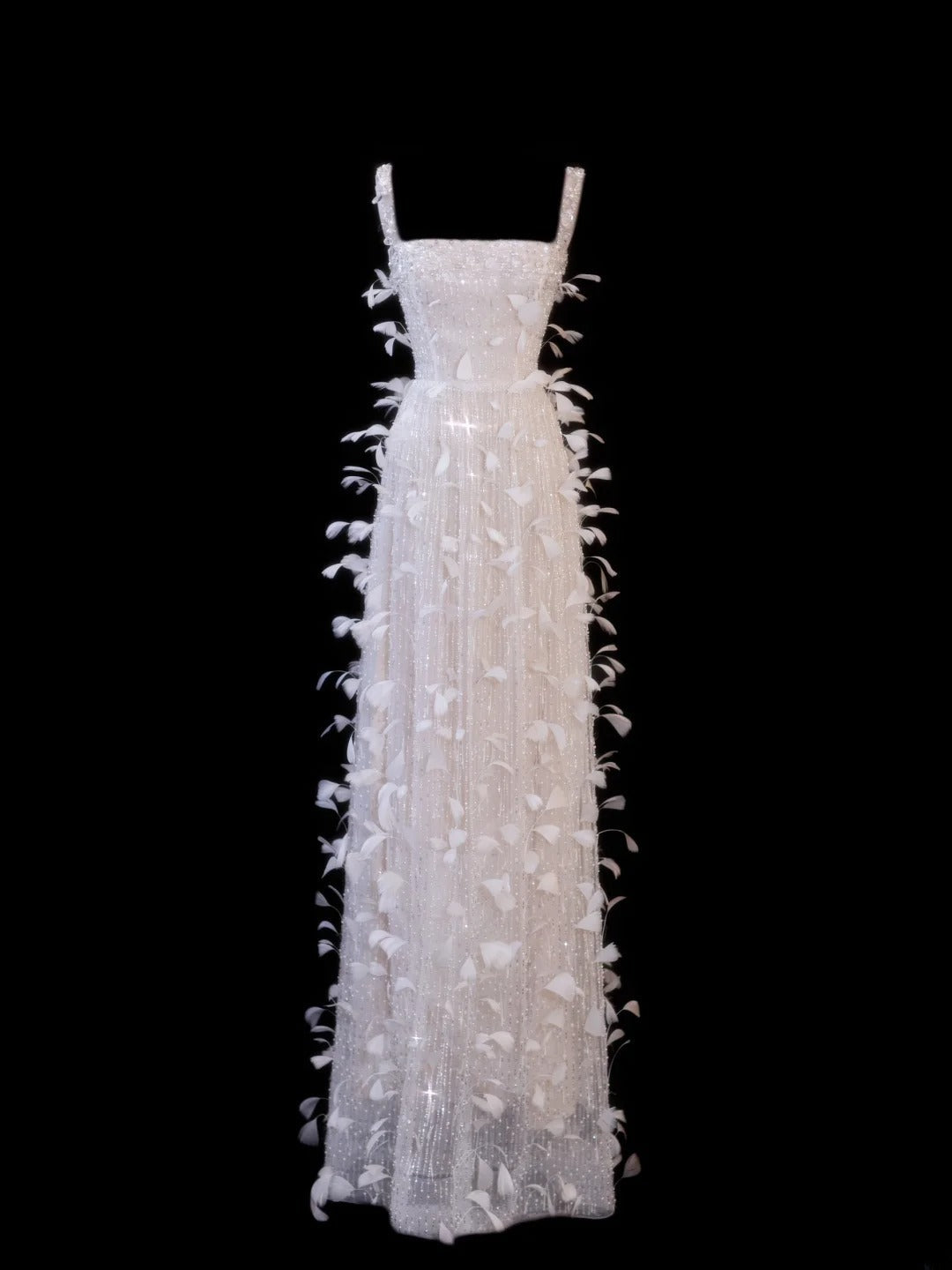 Affordable Sequin 1950s Formal A line Square Neck Sequins Feathers With Beads Style Impress Long Prom Dresses Party Gowns SA036