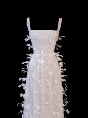 Affordable Sequin 1950s Formal A line Square Neck Sequins Feathers With Beads Style Impress Long Prom Dresses Party Gowns SA036