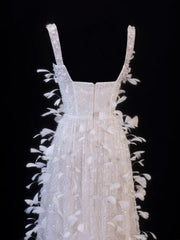 Affordable Sequin 1950s Formal A line Square Neck Sequins Feathers With Beads Style Impress Long Prom Dresses Party Gowns SA036