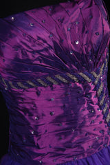 Vintage 90s Prom Dresses Women Ball Gown Strapless Purple Tulle Long Formal Dance Evening Party Gowns AS038