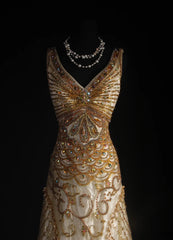Vintage Prom Dresses 90s Formal Mermaid V Neck Tulle Gold With Beadings Long Party Gowns Prom Dresses AS044