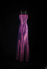 Vintage Mermaid Sweetheart Grape Taffeta Long Party Dress With Beads 1950s Retro Classy Birthday Dinner Prom Dress AS053
