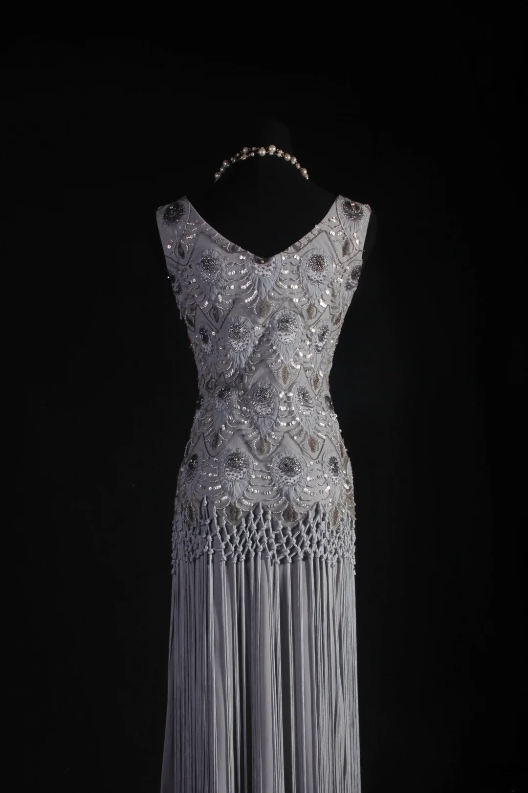 Vintage Sheath V Neck Lace Silver Gray Tassel Long Party Dress With Beads 1950s Retro Classy Birthday Dinner Prom Dress AS058