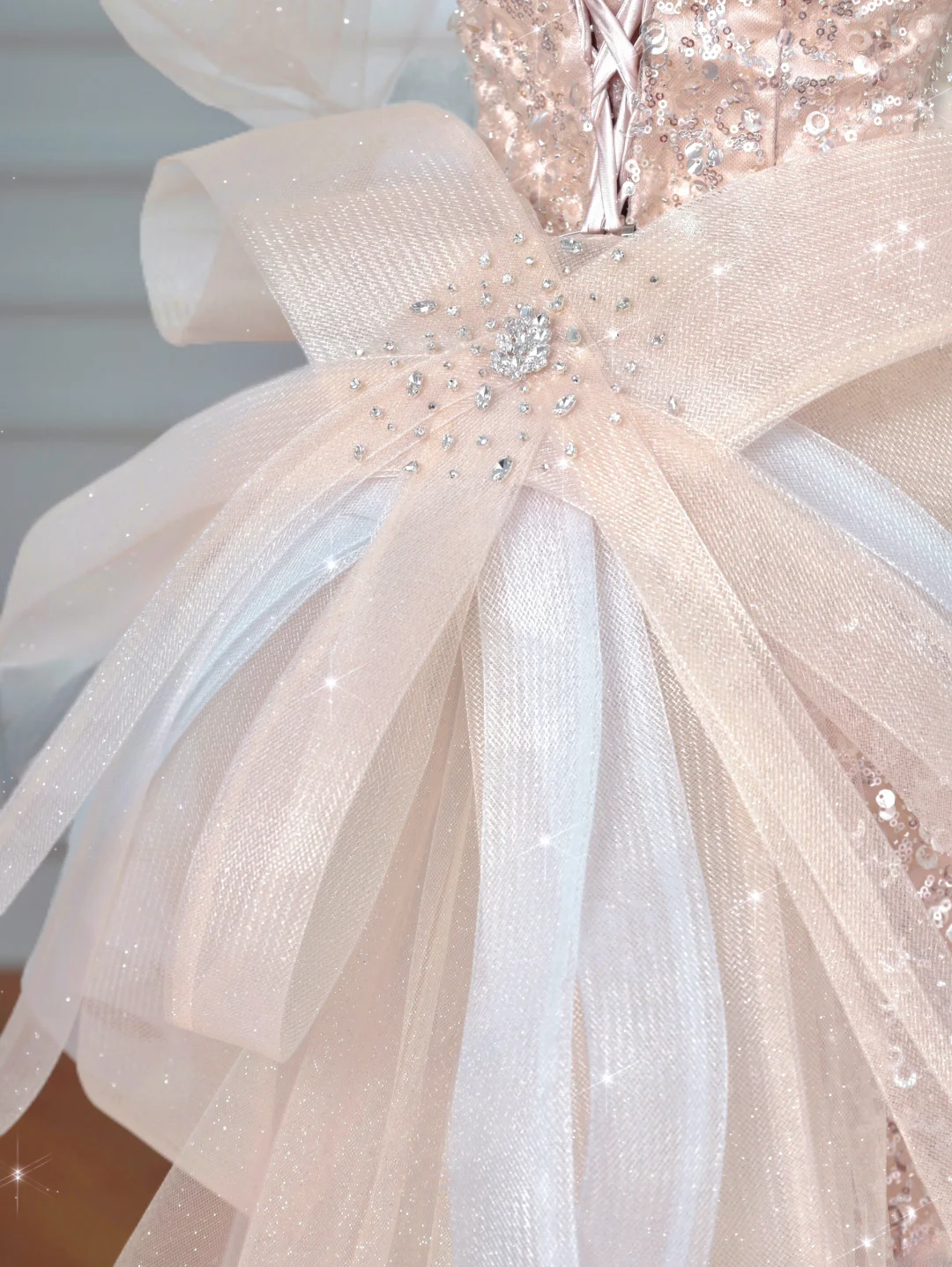 Sparkly Mermaid Sweetheart Sequins Blush Pink With Sleeves Long Formal Prom Dresses Night Outfits Party Gowns AQ066