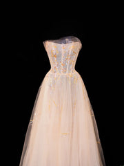 Ball Gowns Prom Dress Aesthetic Strapless Champagne With Lace Style Impress Long Prom Dresses Party Formal Gowns SA072
