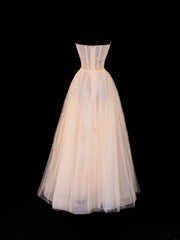 Ball Gowns Prom Dress Aesthetic Strapless Champagne With Lace Style Impress Long Prom Dresses Party Formal Gowns SA072