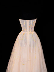 Ball Gowns Prom Dress Aesthetic Strapless Champagne With Lace Style Impress Long Prom Dresses Party Formal Gowns SA072