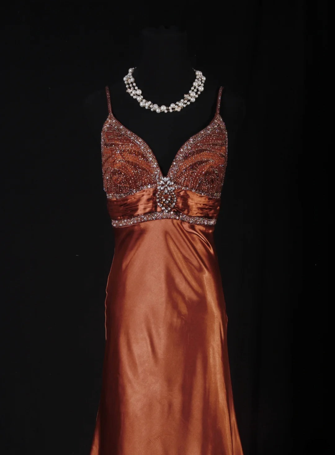 Vintage Mermaid Spaghetti Strap Burnt Orange Satin Party Dress With Beads 1950s Retro Classy Birthday Dinner Long Prom Dresses AS088