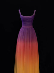 Classy A line Square Neck Multi Colors Formal Tulle Style Impress Long Prom Dresses Party Gowns SA092