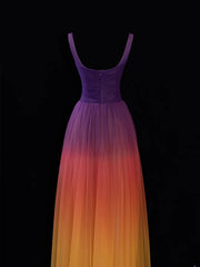 Classy A line Square Neck Multi Colors Formal Tulle Style Impress Long Prom Dresses Party Gowns SA092