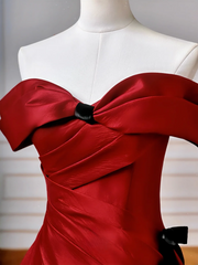 Elegant Ball Gown Off The Shoulder Burgundy Wine Red Long Formal Prom Evening Dresses Dinner Outfits Party Gowns AQ094