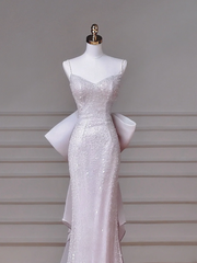 Sparkly Mermaid Spaghetti Straps Sequins With Beaded Sleeveless Long Formal Fancy Prom Evening Dress Dinner Outfits Party Gowns AQ095