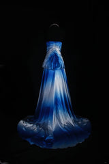Vintage A Line Women's Cocktail Party Gowns Sweetheart Ombre Blue With Beads Tops Long Graduation Dinner Outfits Prom Dresses AS107