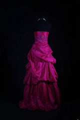 Retro Vintage 1960s Formal Ball Gown Fashion Sweetheart Hot Pink Satin With Beads Sleeveless Long Prom Dresses Party Formal Gowns AS112