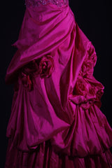 Retro Vintage 1960s Formal Ball Gown Fashion Sweetheart Hot Pink Satin With Beads Sleeveless Long Prom Dresses Party Formal Gowns AS112