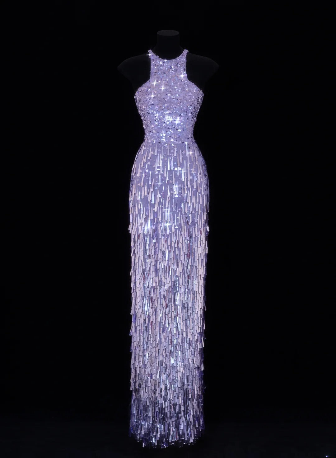 Classy Formal Sheath Scoop Neck Lilac Sequins With Tassel Style Impress Long Prom Dresses Party Gowns SA113