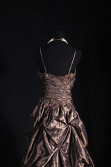 Vintage Ball Gowns Women's Cocktail Party Gowns Spaghetti Strap With Beads Tops Long Graduation Dinner Outfits Prom Dresses AS126