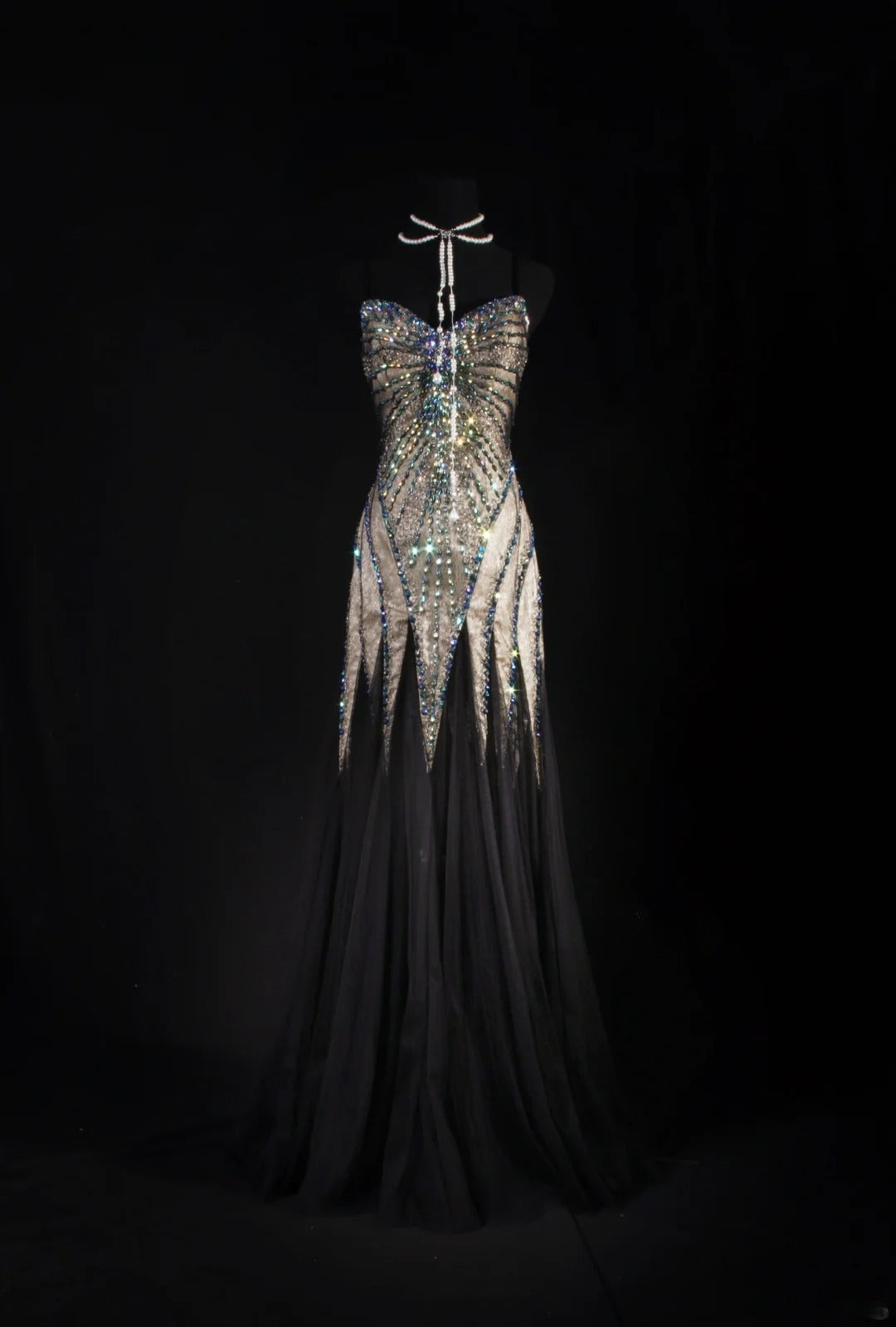 Retro Vintage 1960s Style Formal Mermaid Sweetheart Black Tulle With Beads Long Prom Dresses Party Formal Gowns AS145