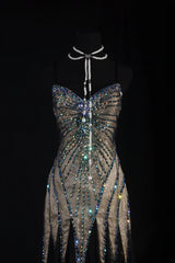 Retro Vintage 1960s Style Formal Mermaid Sweetheart Black Tulle With Beads Long Prom Dresses Party Formal Gowns AS145