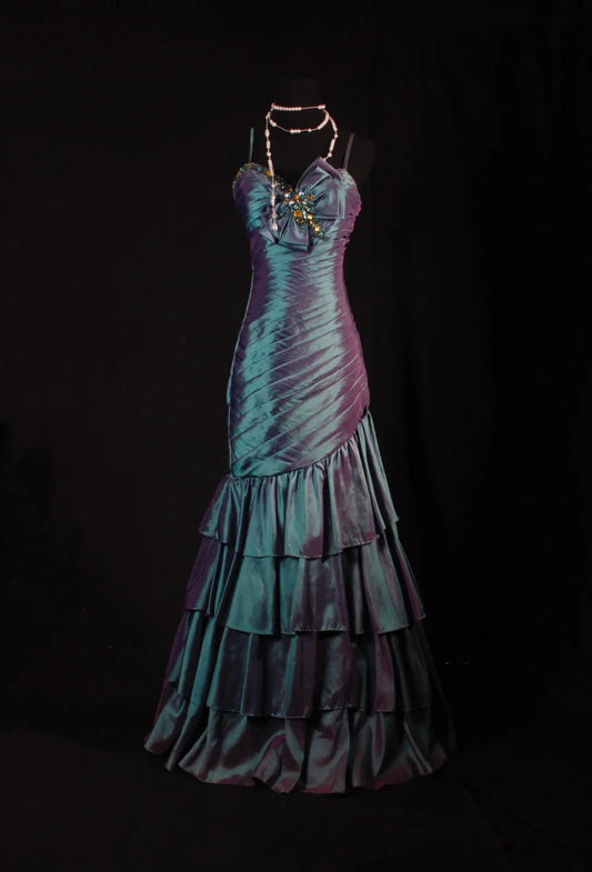 Vintage Prom Dresses Aesthetic Mermaid Spaghetti Straps Semi Formal With Beads Inspo Impress Long Party Formal Gown For Teenagers High Schools AS154
