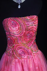 Vintage Ball Gowns Prom Dress Aesthetic Strapless Hot Pink 1950s Style Impress Long Prom Dresses Party Formal Gowns AS158