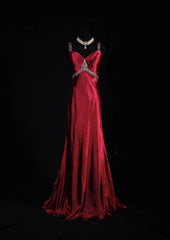 Vintage Prom Dresses Inspiration Mermaid Red Satin Semi Formal 90s Prom Dresses For Teens High Schools AS183