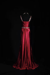 Vintage Prom Dresses Inspiration Mermaid Red Satin Semi Formal 90s Prom Dresses For Teens High Schools AS183
