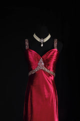 Vintage Prom Dresses Inspiration Mermaid Red Satin Semi Formal 90s Prom Dresses For Teens High Schools AS183