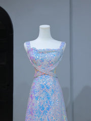 Cute Prom Dresses Aesthetic A Line Square Neck Sequin Long Inspiration Style Impress Corset Fitted Long Party Formal Gown AS400
