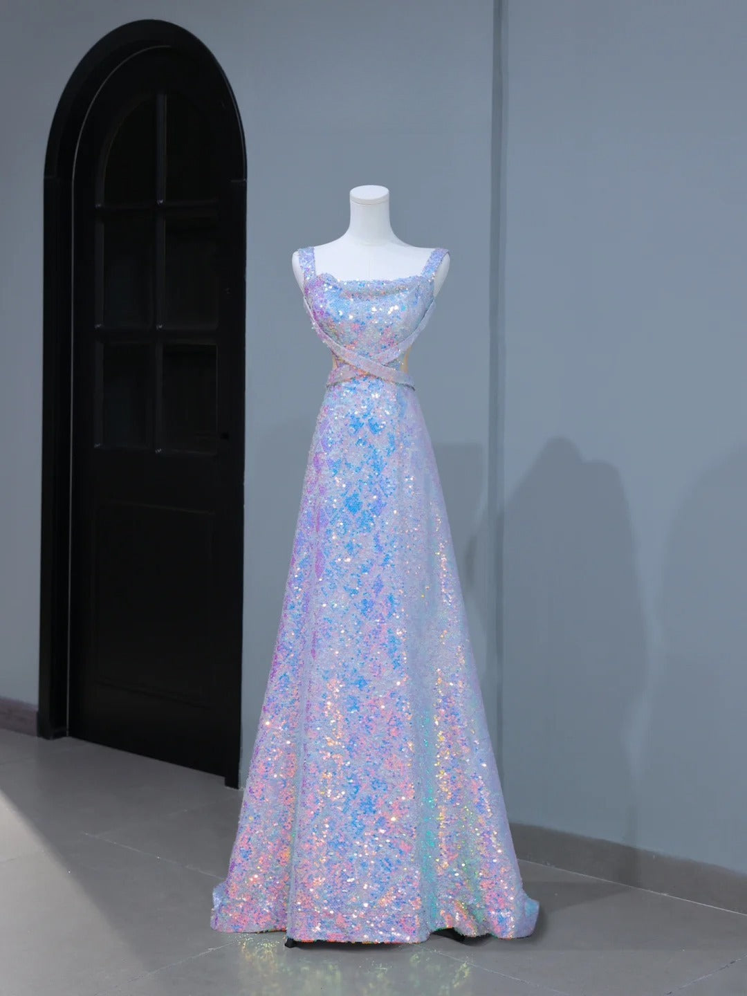 Cute Prom Dresses Aesthetic A Line Square Neck Sequin Long Inspiration Style Impress Corset Fitted Long Party Formal Gown AS400