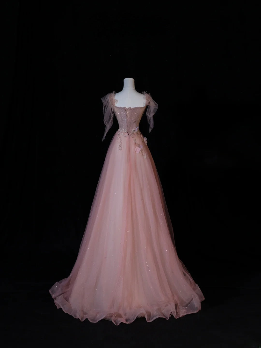Modest Prom Dresses Aesthetic A Line Spaghetti Straps Pink Tulle Inspiration Impress Long Party Formal Gown For Teenagers High Schools AS408
