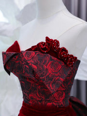 Chic Sheath Sweetheart Burgundy Velvet Long Prom Formal Fancy Evening Dresses Dinner Outfits Classy Party Gowns AS433
