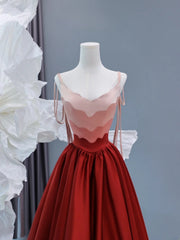 Modest Prom Dresses Aesthetic A Line Spaghetti Straps Burgundy Inspiration Impress Satin Long Party Formal Gown For Teenagers High Schools AS438