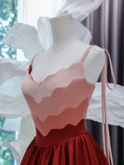 Modest Prom Dresses Aesthetic A Line Spaghetti Straps Burgundy Inspiration Impress Satin Long Party Formal Gown For Teenagers High Schools AS438