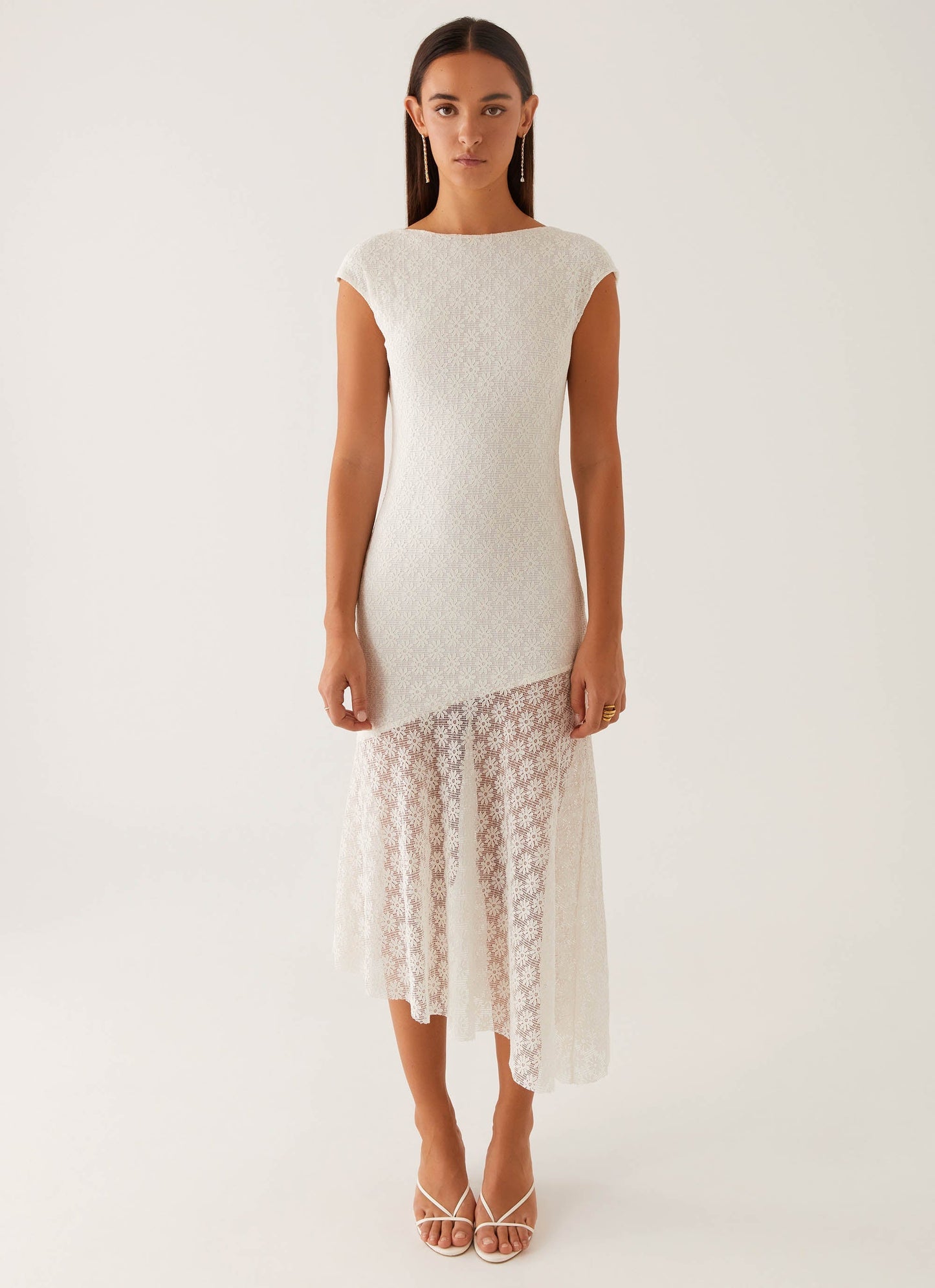 Arielle Open Back Midi Dress - White