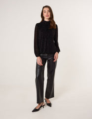 Rhinestone Shoulder Pad Puffball Blouse