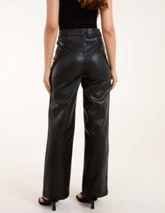 Faux Leather Straight Leg Trousers