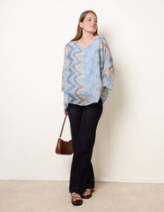 Zig Zag Round Neck Oversized Top
