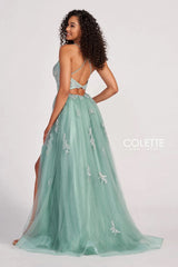 Colette CL2062 Glitter Long Formal Applique Prom Dress