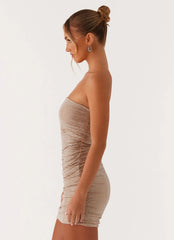 Hollywood Dream Rhinestone Mini Dress - Silver Rhinestone