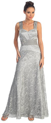 Long Formal Daisy Pattern Lace Prom Dress