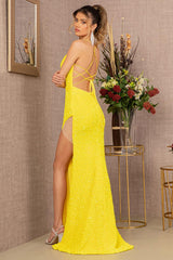 Long Spaghetti Strap Velvet Prom Gown