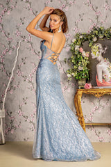 Long Beaded Formal Mermaid Prom Gown