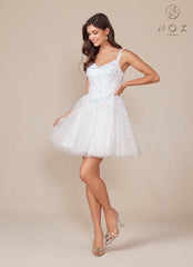 Nox Anabel H846W A Line Short Cocktail Sequin Dress