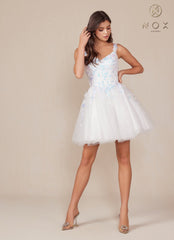 Nox Anabel H846W A Line Short Cocktail Sequin Dress