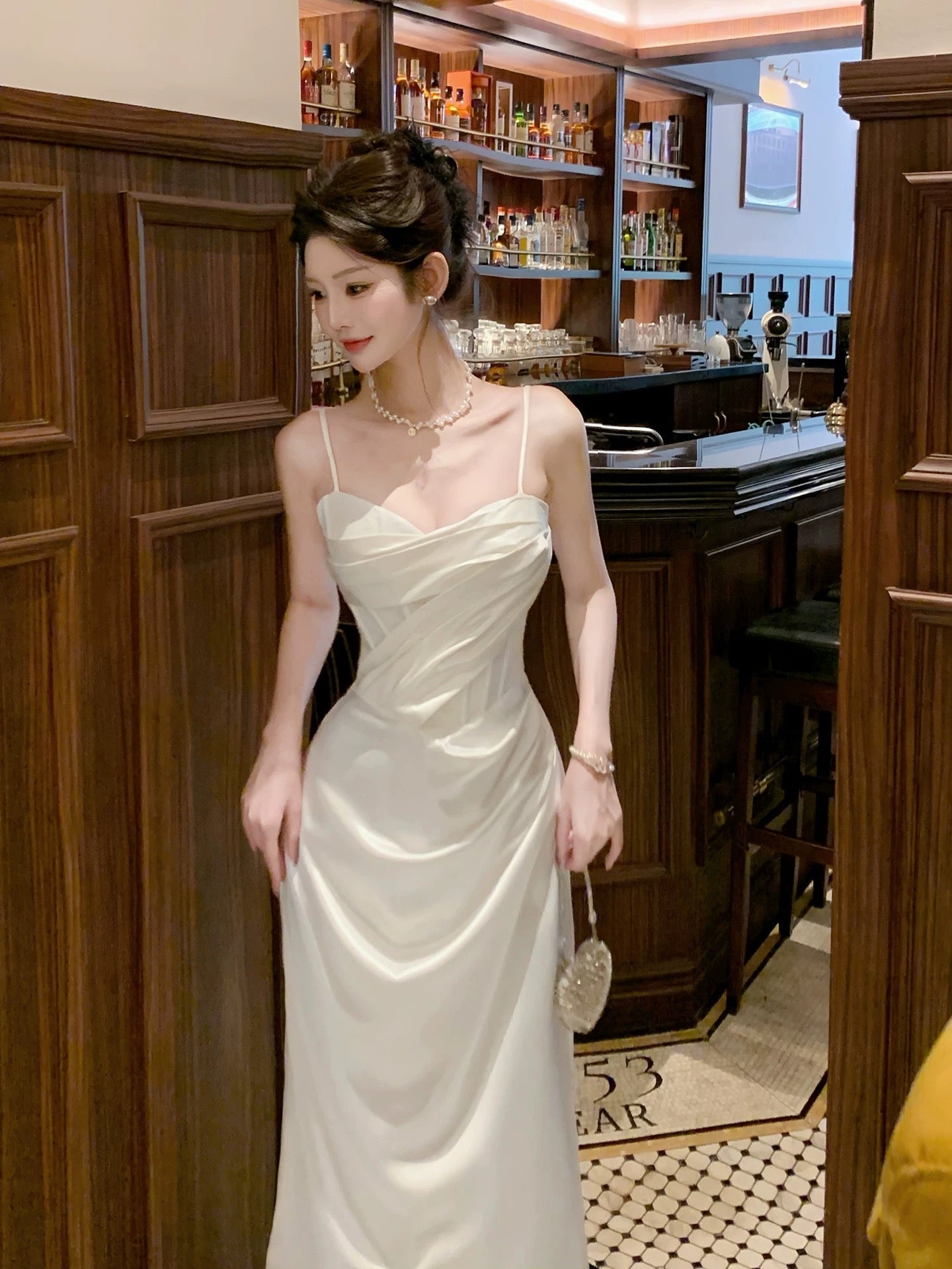 Simple Mermaid Spaghetti Straps Satin Ankle Length Long Party Gowns Prom Dresses N2054